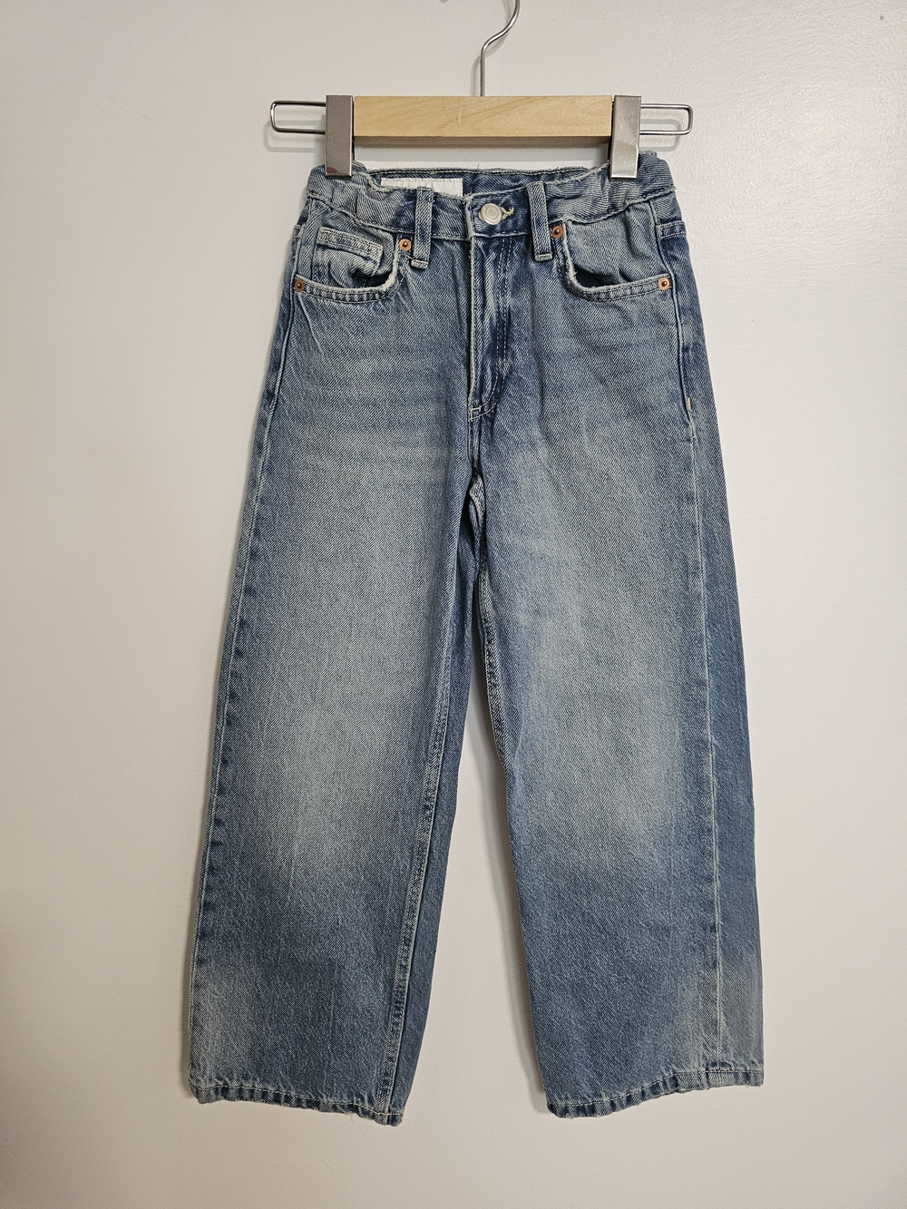 🧸2/20$ Zara Light Blue Wide-Leg Kids Jeans Girl Size 8-9 T